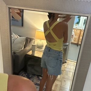 Yellow cross back and tie tank